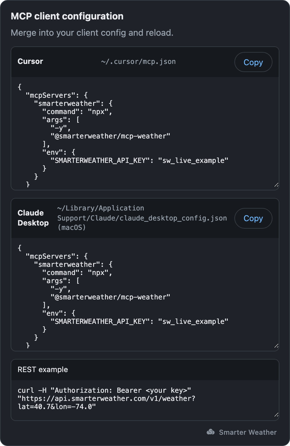 MCP configuration widget